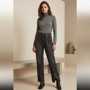 Zara New +Tags Womens Size 2 High Waist Zipper Black Jeans Denim Boyfriend Jeans